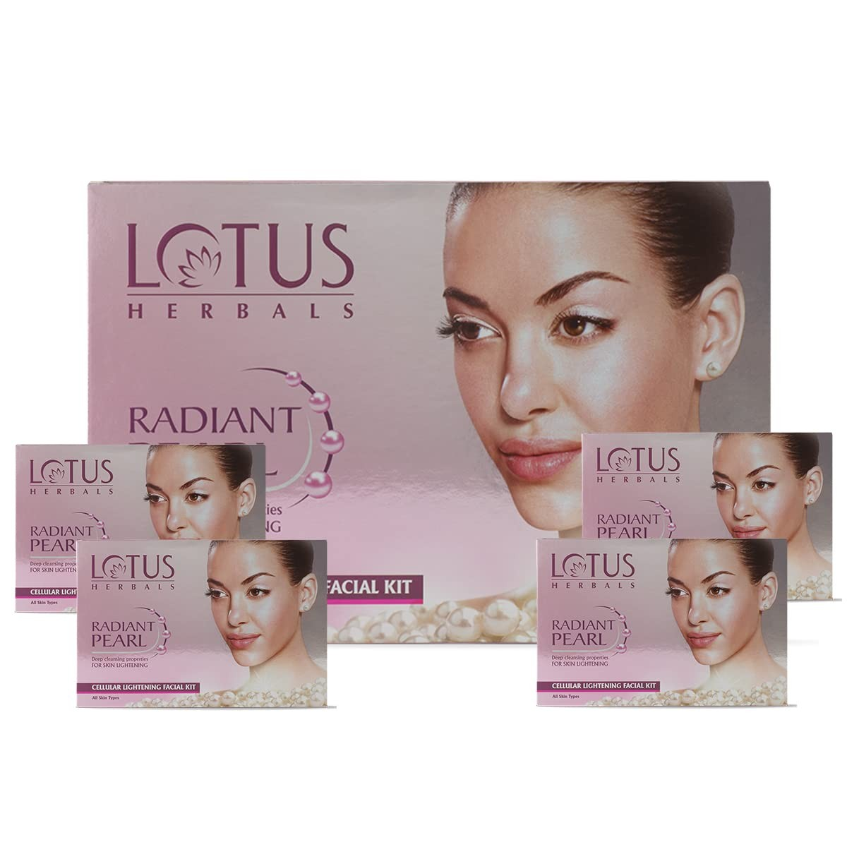 Lotus Herbals Radiant Pearl Cellular Lightening Cream Facial Kit, 37G (PACK OF 4)