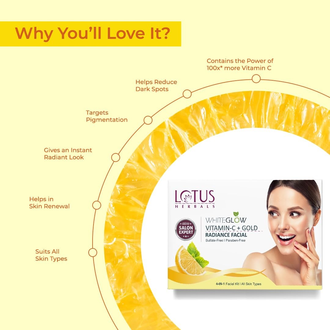 lotus WhiteGlow Vitamin C + Gold Radiance Facial Kit(4 in 1)