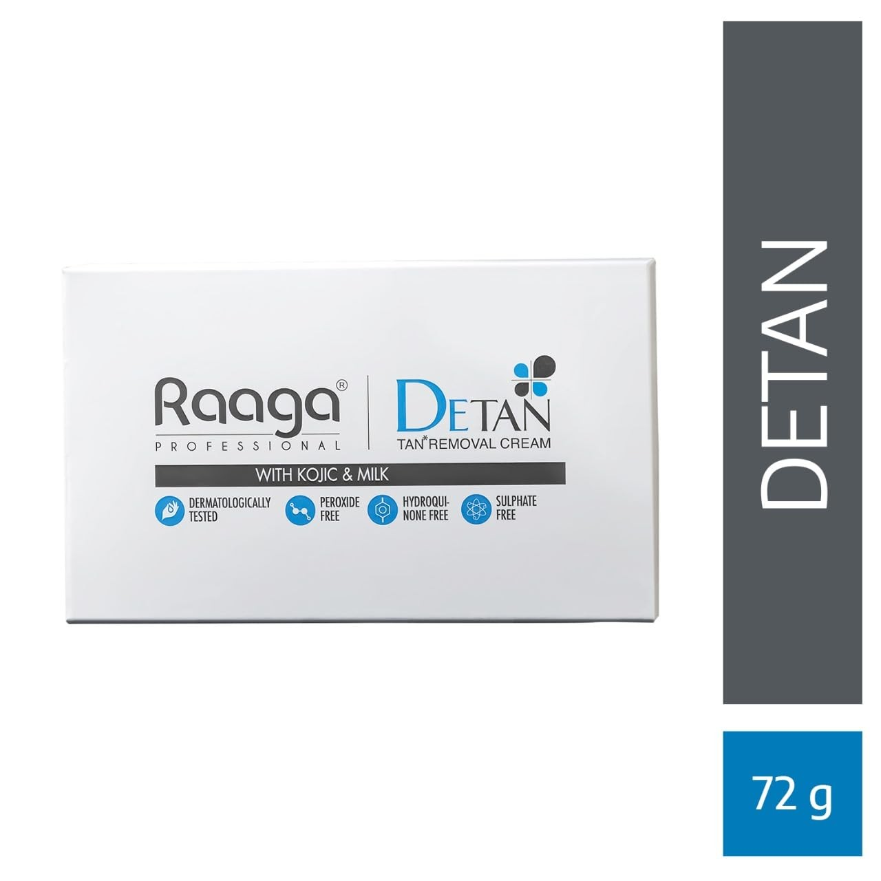 Raaga Professional De-Tan Pack | Tan Removal Cream with Kojic and Milk | Dermatologically Tested, Peroxide Free, Hydroquinone Free, Sulphate Free - 12g x 6 (72 gm)