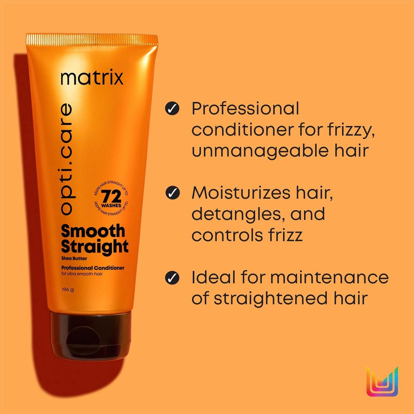 Matrix Opti.Care Professional Shampoo + Conditioner + Serum Combo for Salon Smooth Straight Hair | Control Frizzy Hair for up to 4 Days | With Shea Butter | No Added Parabens (200 ml + 98 g + 100 ml )