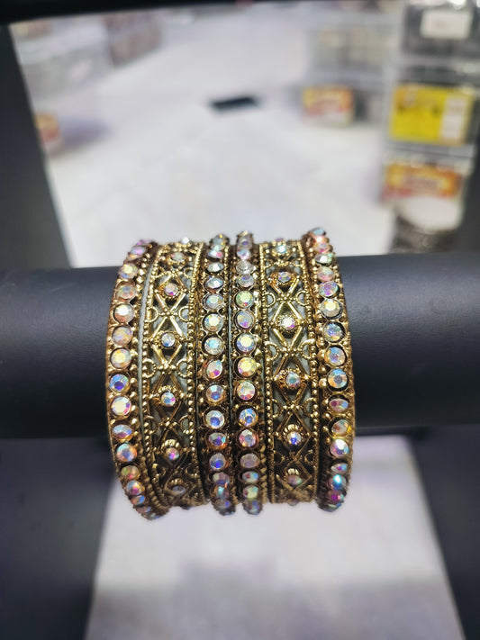 ANTIQUE LOOK STONE SET BANGLES