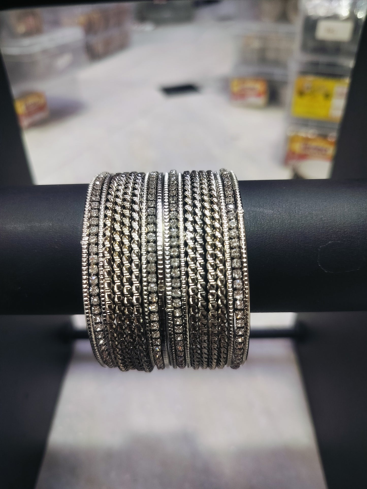 OXIDISED LOOK SILVER PLATED BANGLES SET