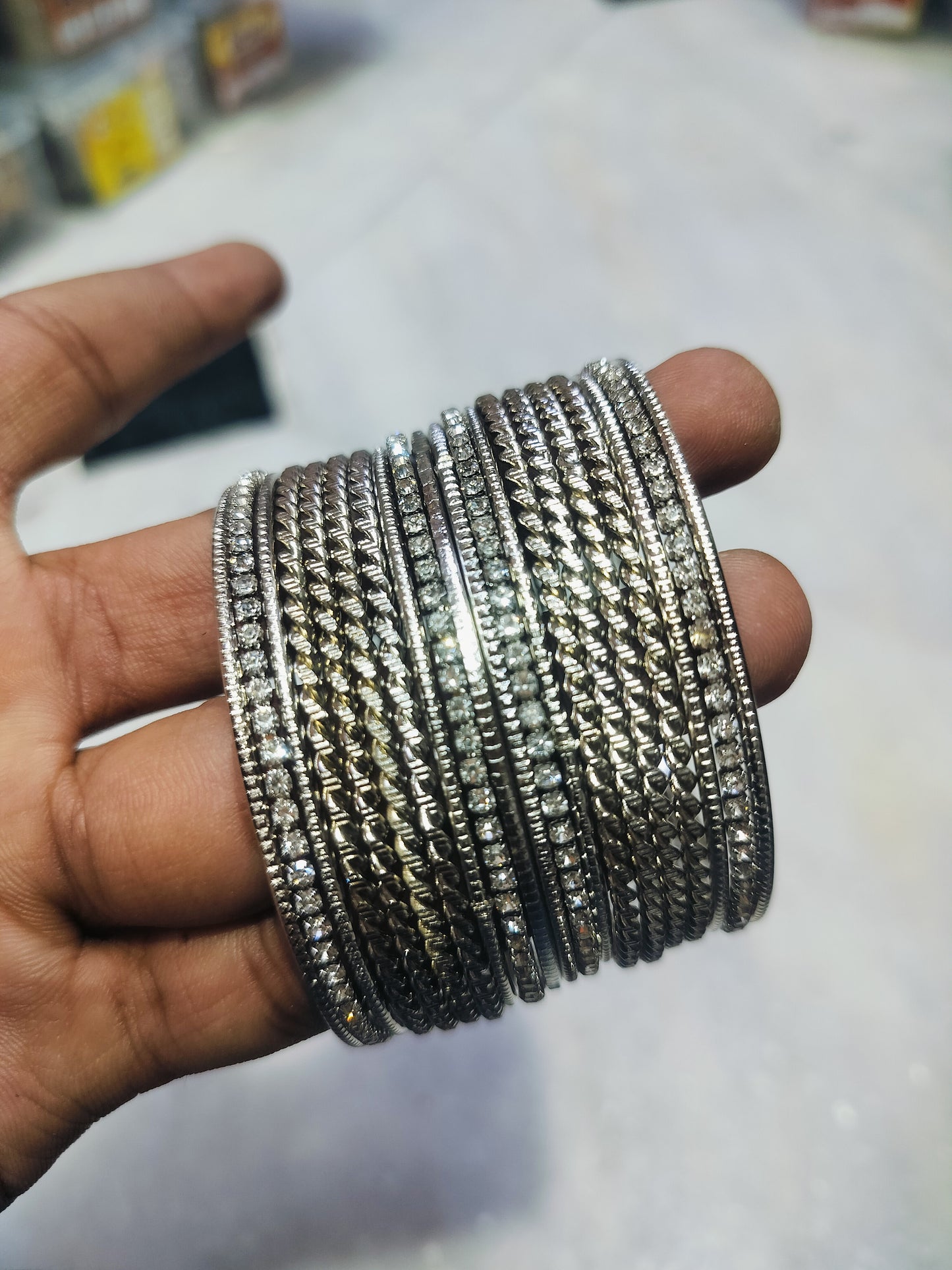 OXIDISED LOOK SILVER PLATED BANGLES SET