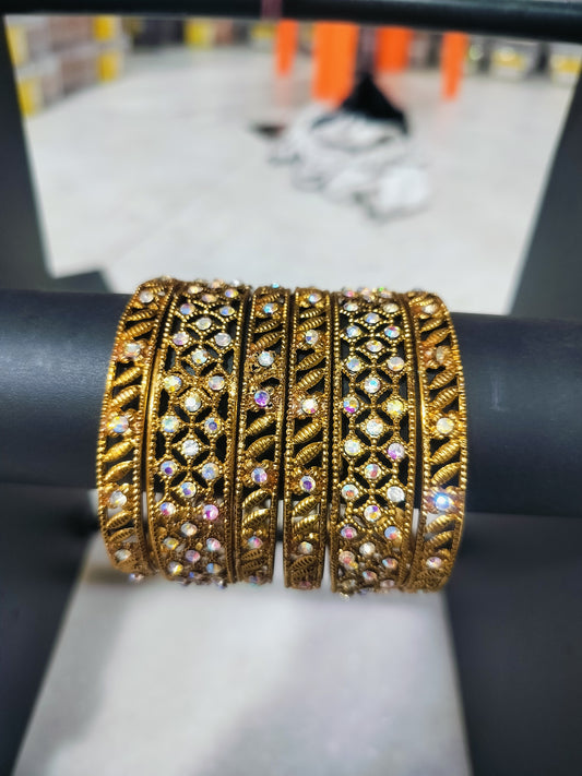 ANTIQUE LOOK OXIDISED MATAL BANGLES SET