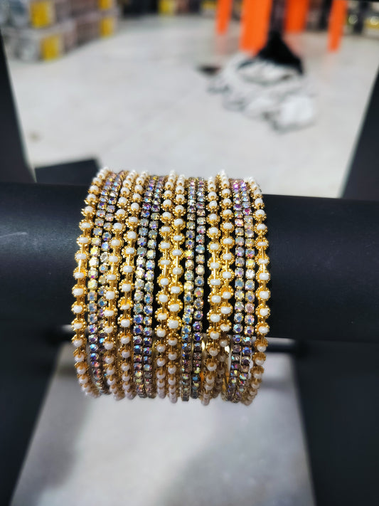 STONE MATAL BANGLES SET