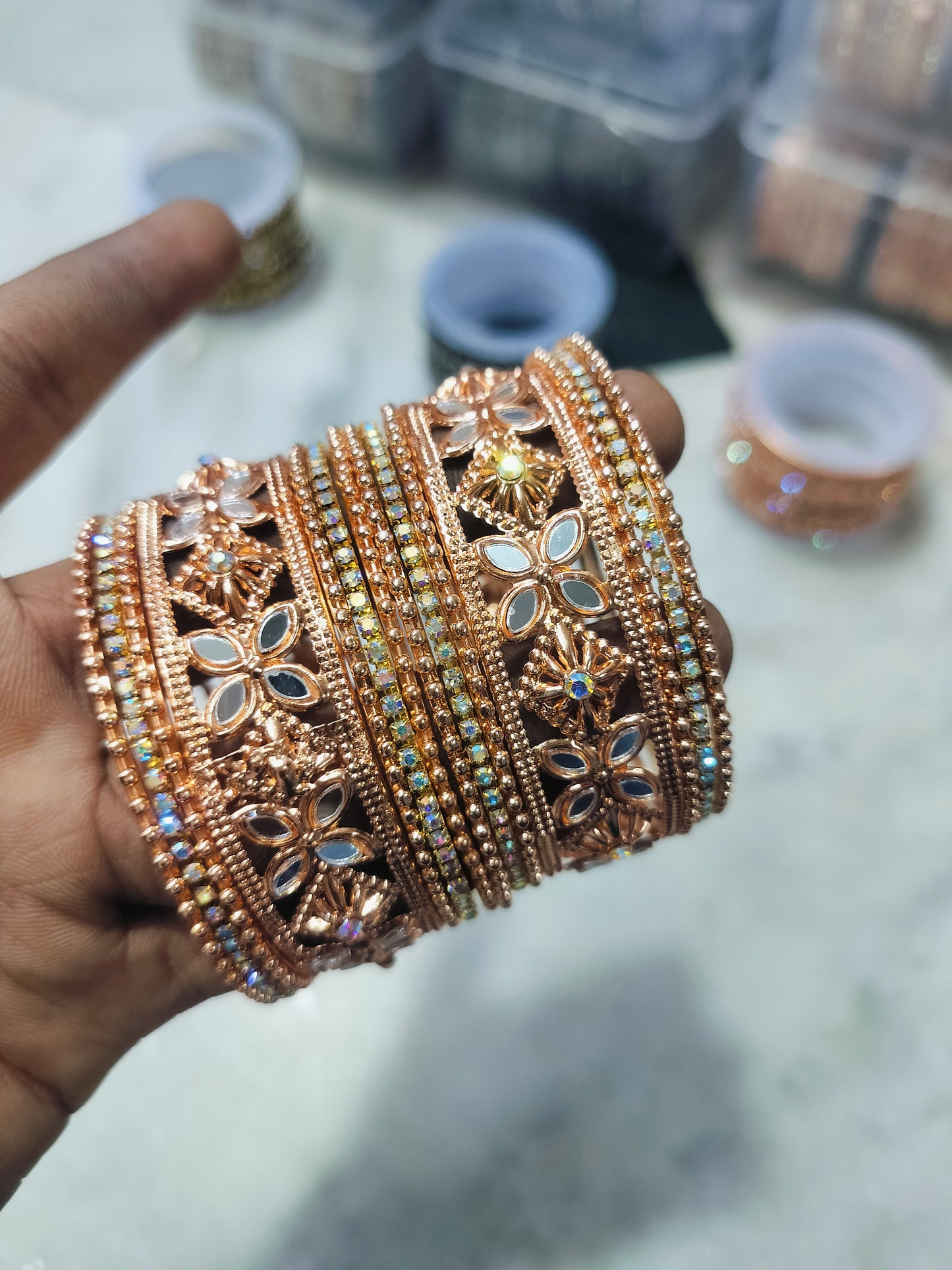 ROSE GOLD MATAL BANGLES SET