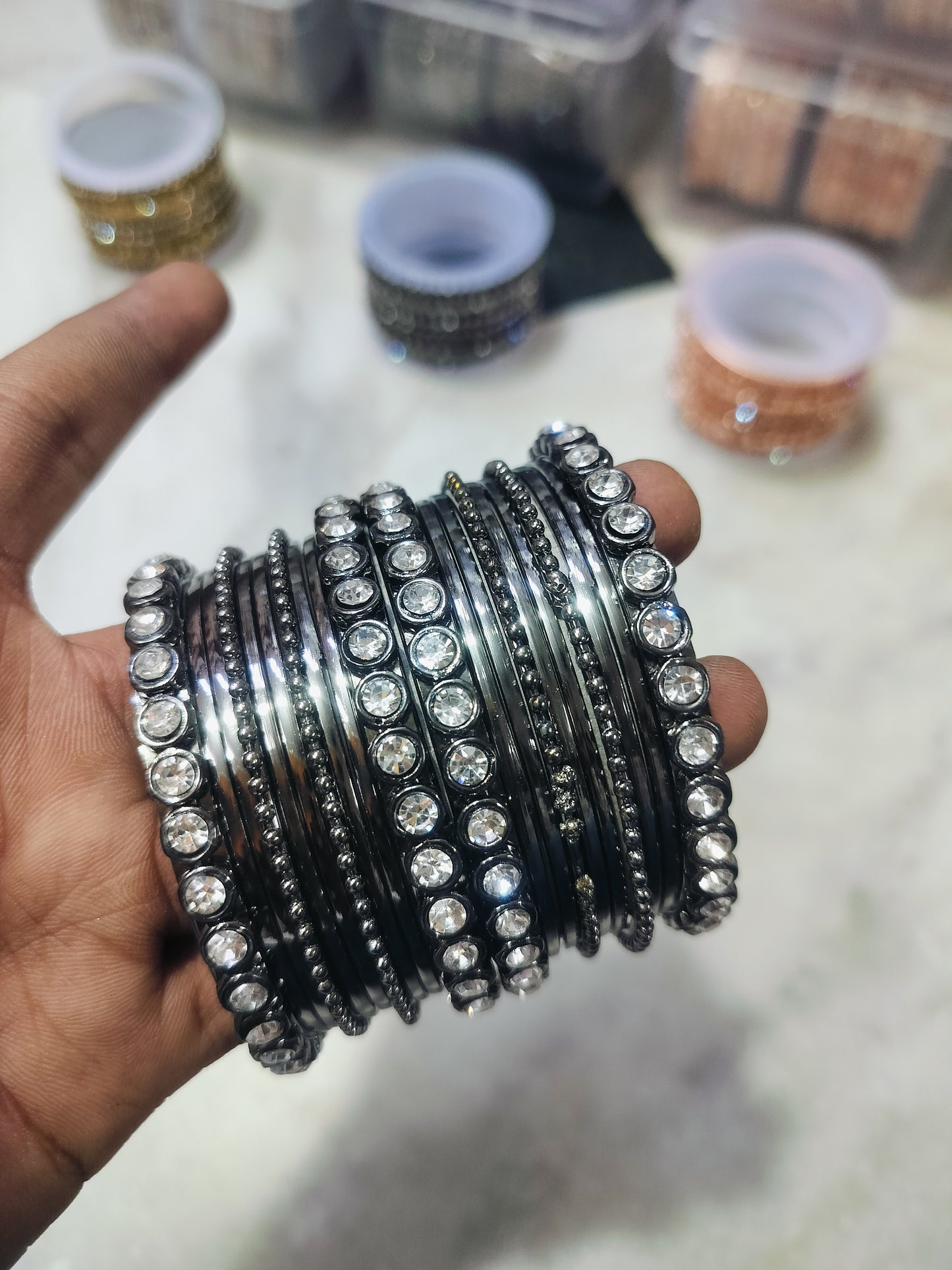 OXIDISED MATAL BANGLES SET