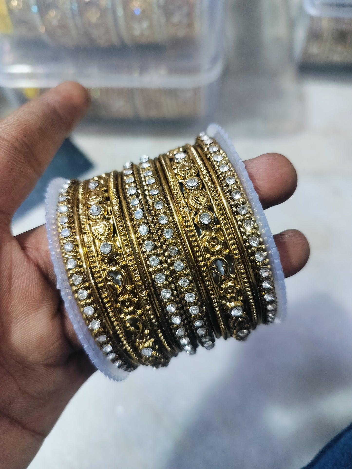 ANTIQUE LOOK OXIDISED SET BANGLES