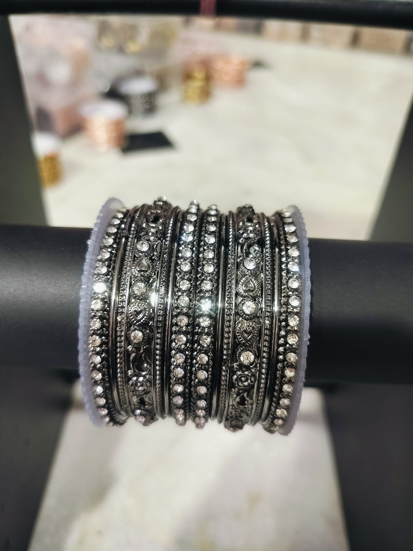 ANTIQUE LOOK OXIDISED SET BANGLES