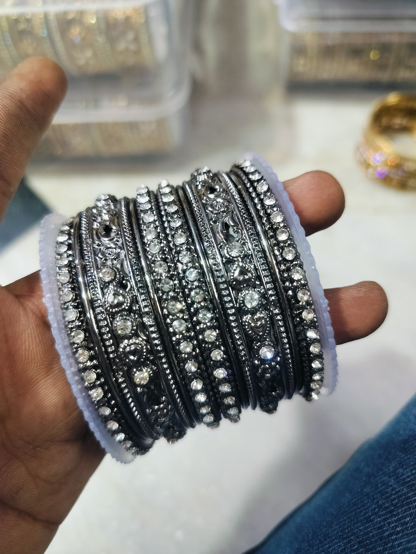 ANTIQUE LOOK OXIDISED SET BANGLES