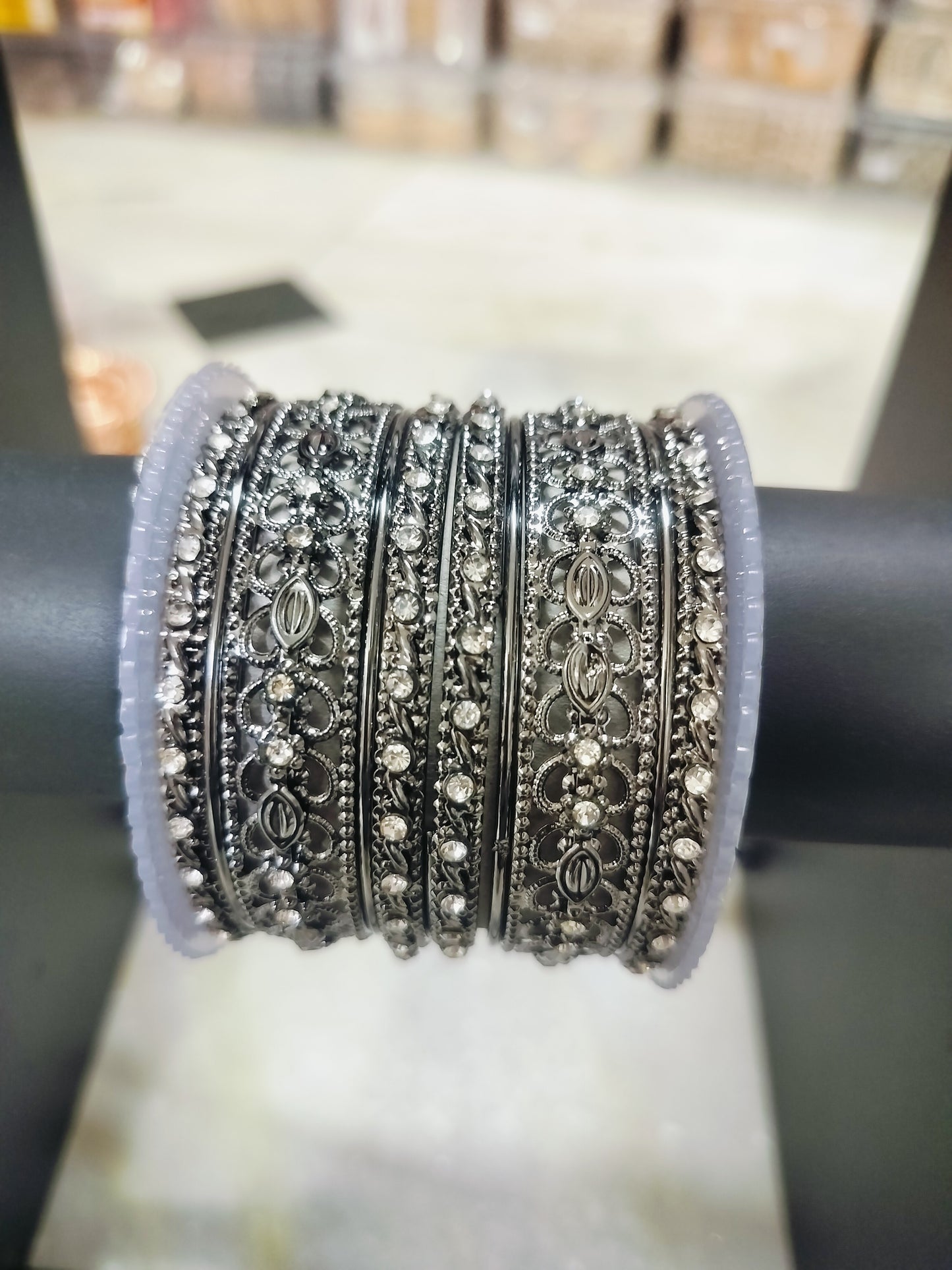 ANTIQUE LOOK OXIDISED SET BANGLES