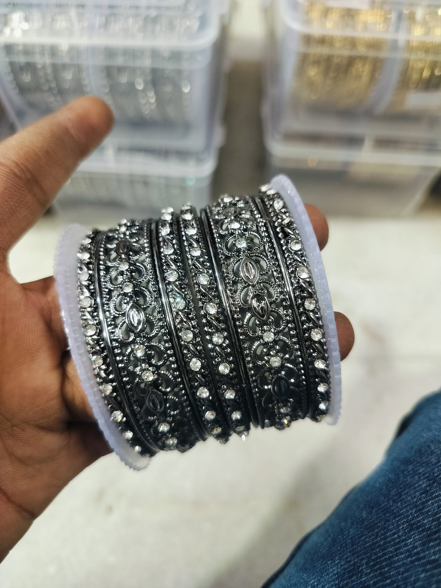 ANTIQUE LOOK OXIDISED SET BANGLES