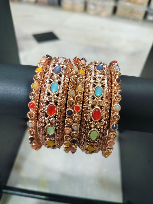 ANTIQUR LOOK ROSE GOLD SET BANGLES