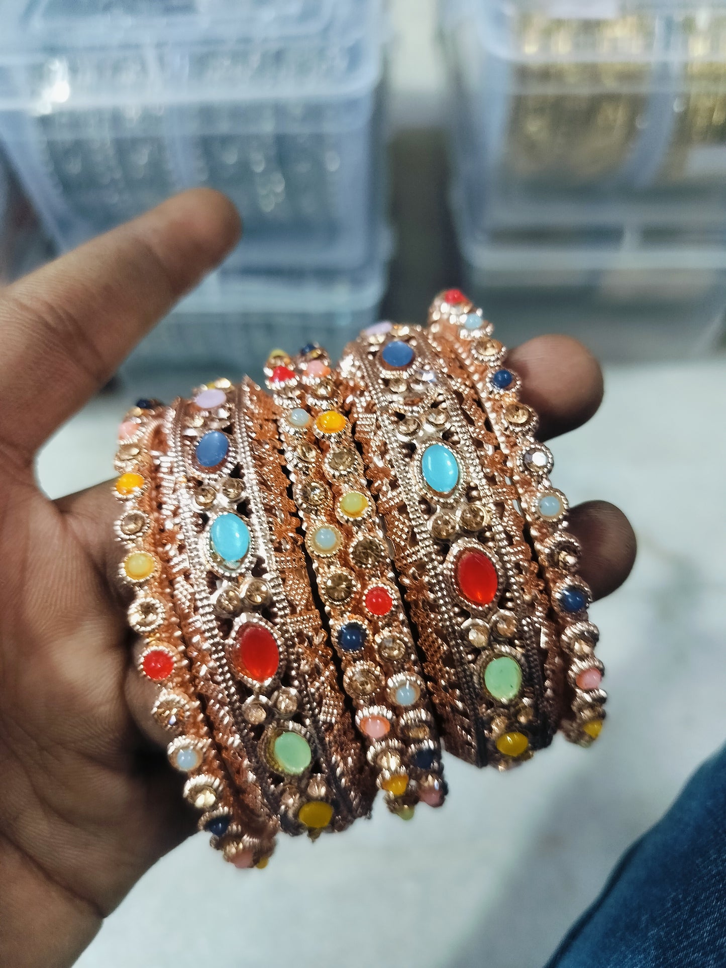 ANTIQUR LOOK ROSE GOLD SET BANGLES