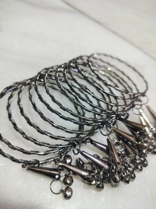 ANTIQUE LOOK OXIDISED HANGING BANGLES