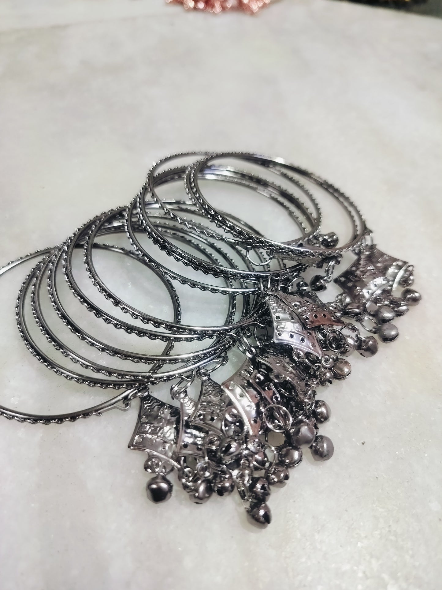 ANTIQUE LOOK OXIDISED HANGING BANGLES