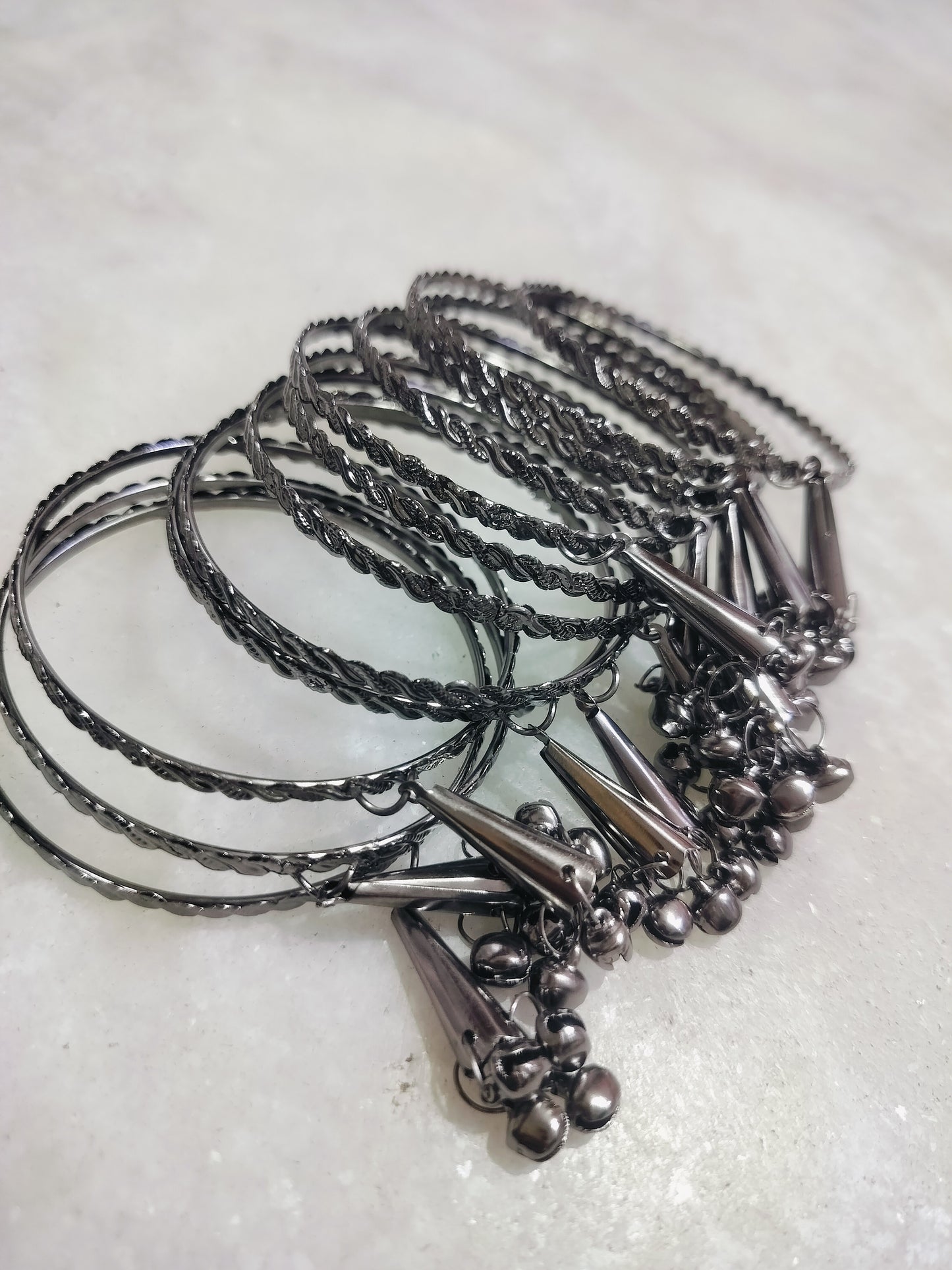 ANTIQUE LOOK OXIDISED HANGING BANGLES