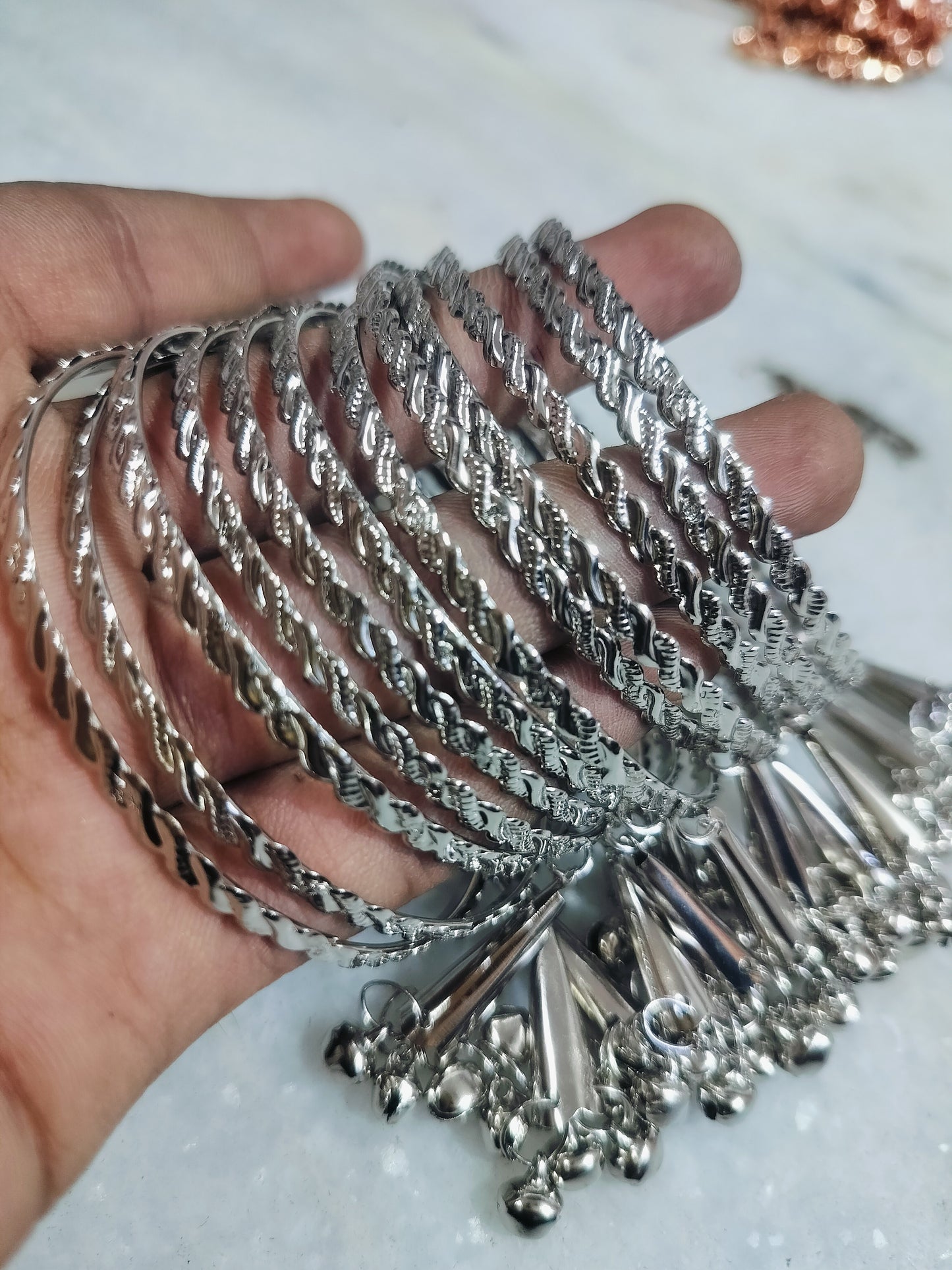 ANTIQUE LOOK OXIDISED HANGING BANGLES