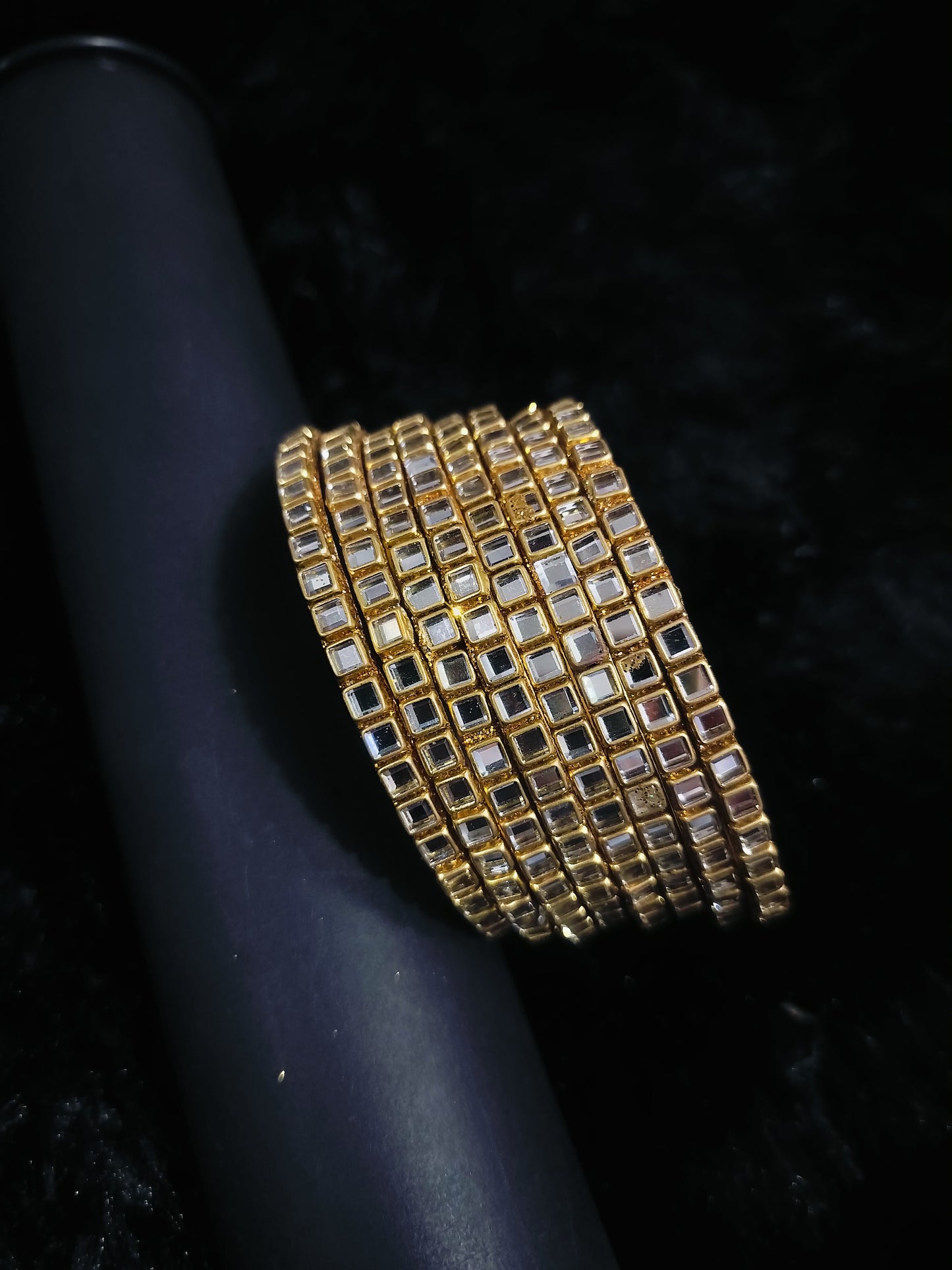 KUNDAN BANGLES WHITE STONE