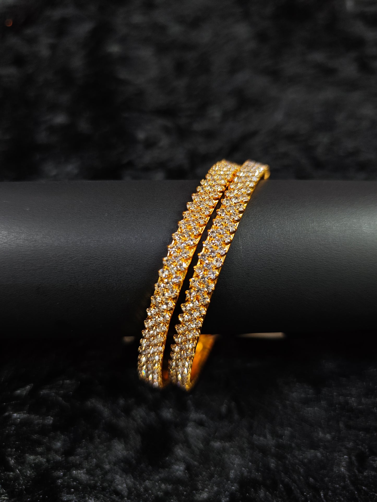 WHITE STONE COVERING GOLD PLATED BANGLES 02