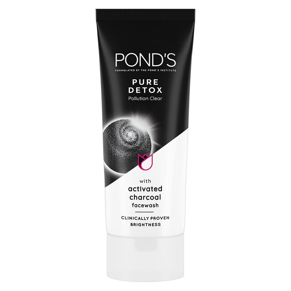 POND'S Pure Detox Face Wash || Daily Exfoliating & Brightening Cleanser|| Deep Cleans Oily Skin - With Activated Charcoal for Fresh|| Glowing Skin