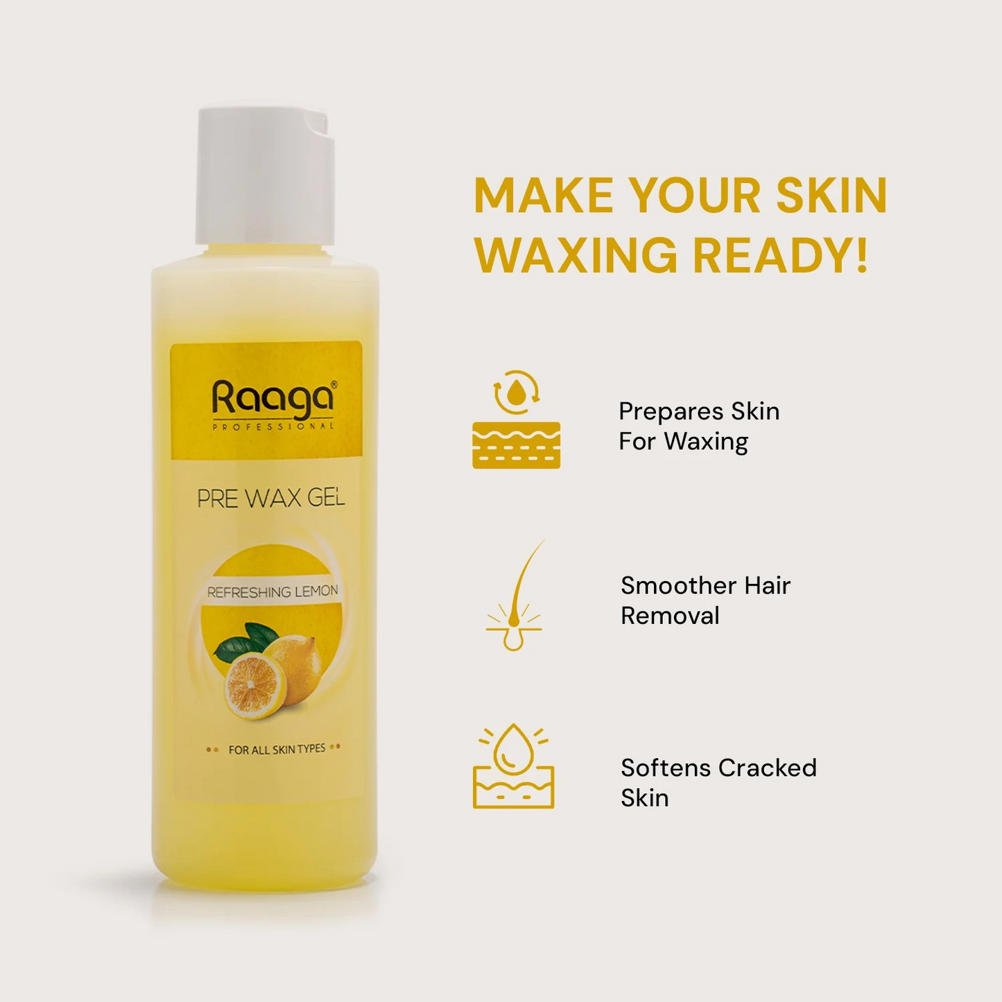 RAAGA Pre Wax Gel with Lemon for Efficient Wax Treatment | 250 ml