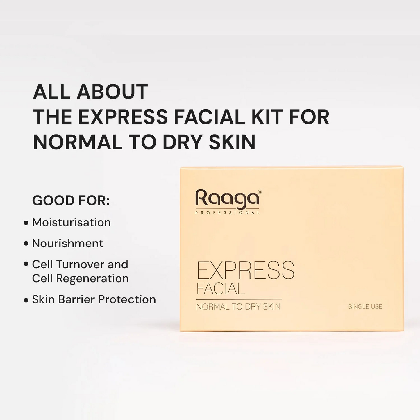 Raaga Professional Express Facial Kit (6 Step Process) Rejuvenates and Revitalises Skin, Improves Skin Texture | Normal To Dry Skin