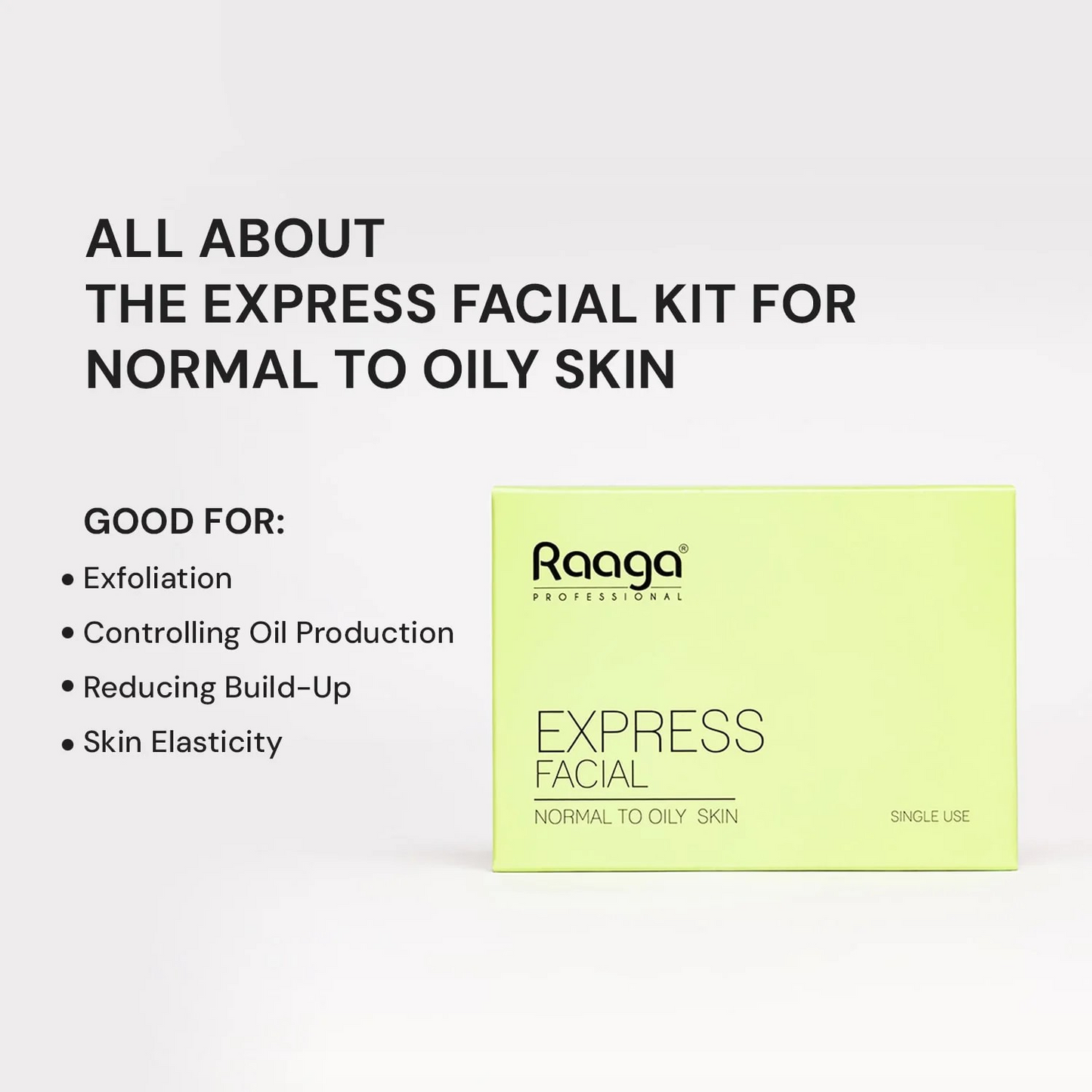 Raaga Professional Express Facial Kit (6 Step Process) Rejuvenates and Revitalises Skin, Improves Skin Texture | Normal To Oily Skin