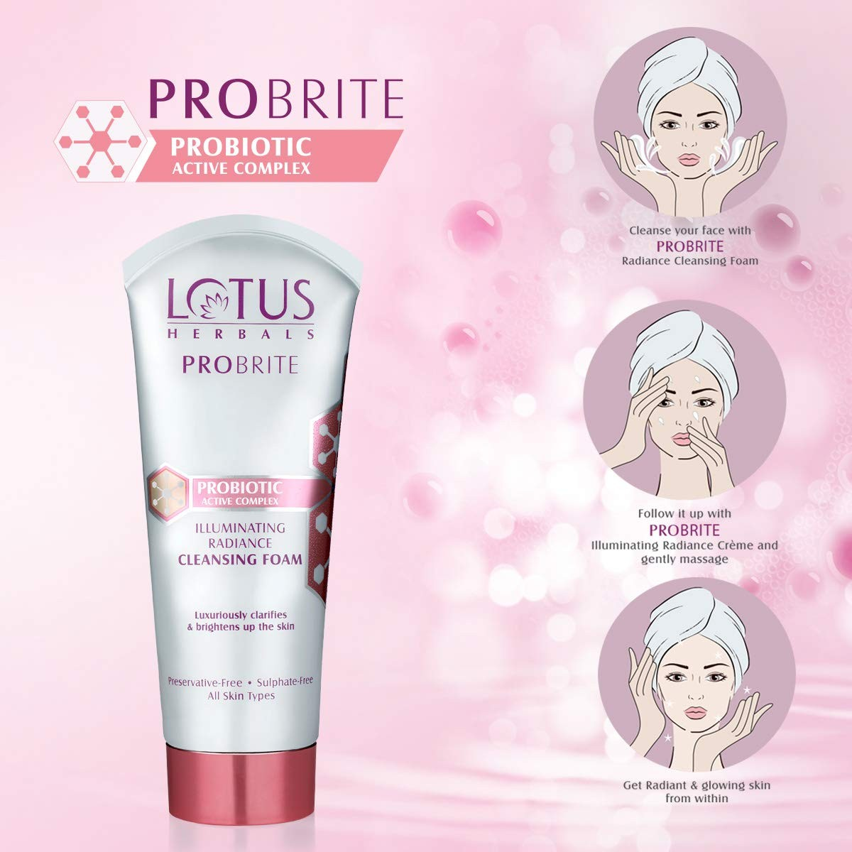 lotus Probrite Illuminating Radiance Sulphate Free Cleansing Foam