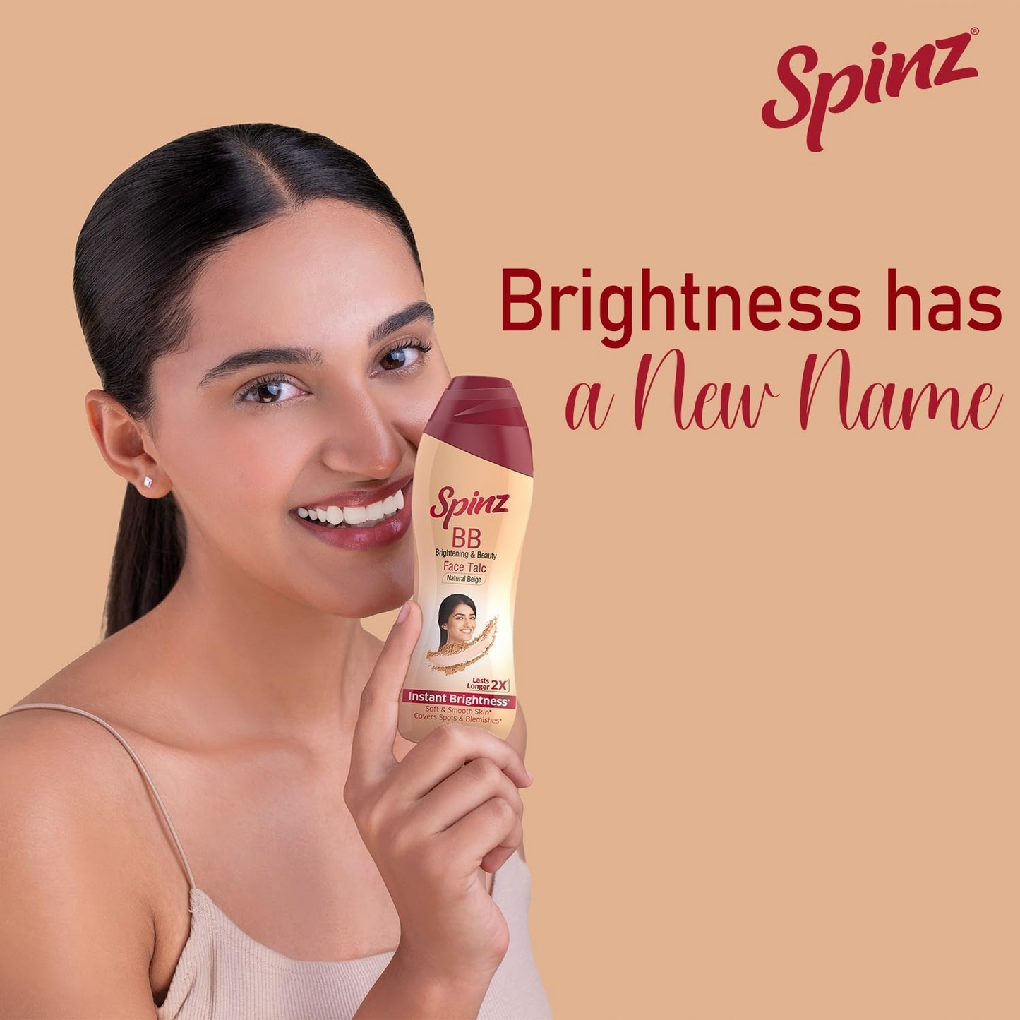 Spinz BB Brightening & Beauty Face Talc for Instant Brightness that Lasts 2X Longer, Covers Dark Spots and Blemishes, Gives Soft and Smooth Skin, (Natural Beige)