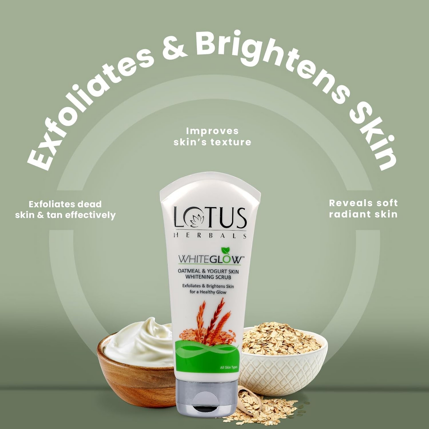 Lotus Herbals WHITEGLOW Skin Brightening Oatmeal & Yogurt Scrub