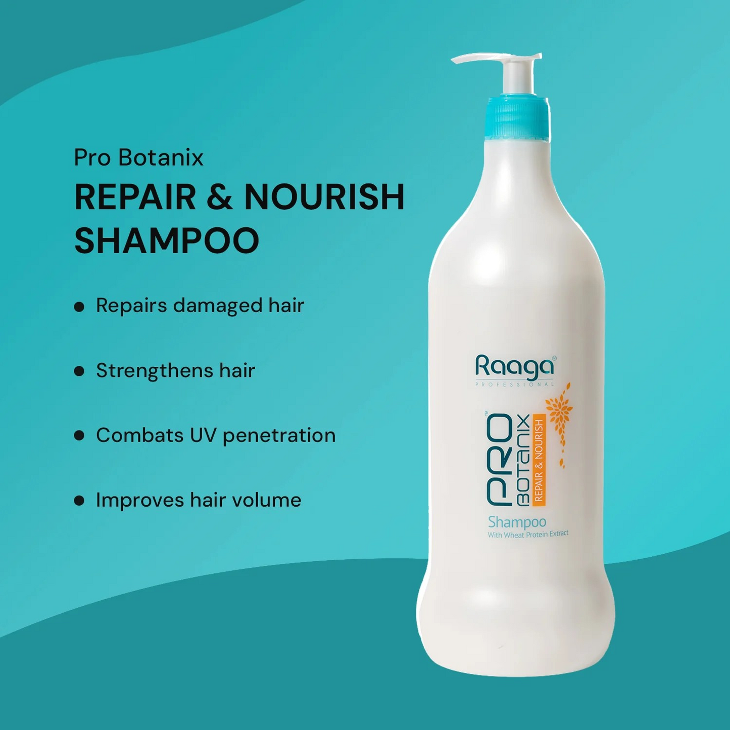 Raaga Professional Pro Botanix Repair and Nourish Shampoo with Wheat Protein (200 ml) Repairs and Nourishes Dry and Damaged Hair | Suitable For Men & Women