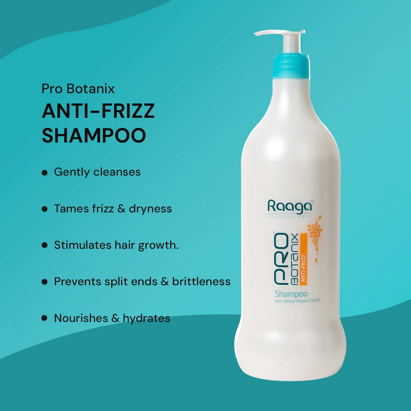 Raaga Professional Pro Botanix Anti-Frizz Shampoo with Shea Butter (200 ml) Smoothes and Controls Unruly Frizzy Hair, Deep Moisturization | Suitable For Men & Women