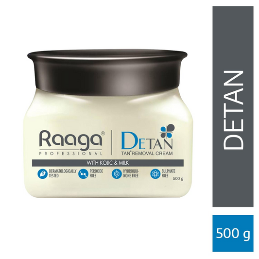 Raaga Professional De-Tan Pack | Tan Removal Cream with Kojic and Milk | Dermatologically Tested, Peroxide Free, Hydroquinone Free, Sulphate Free (500 gm)