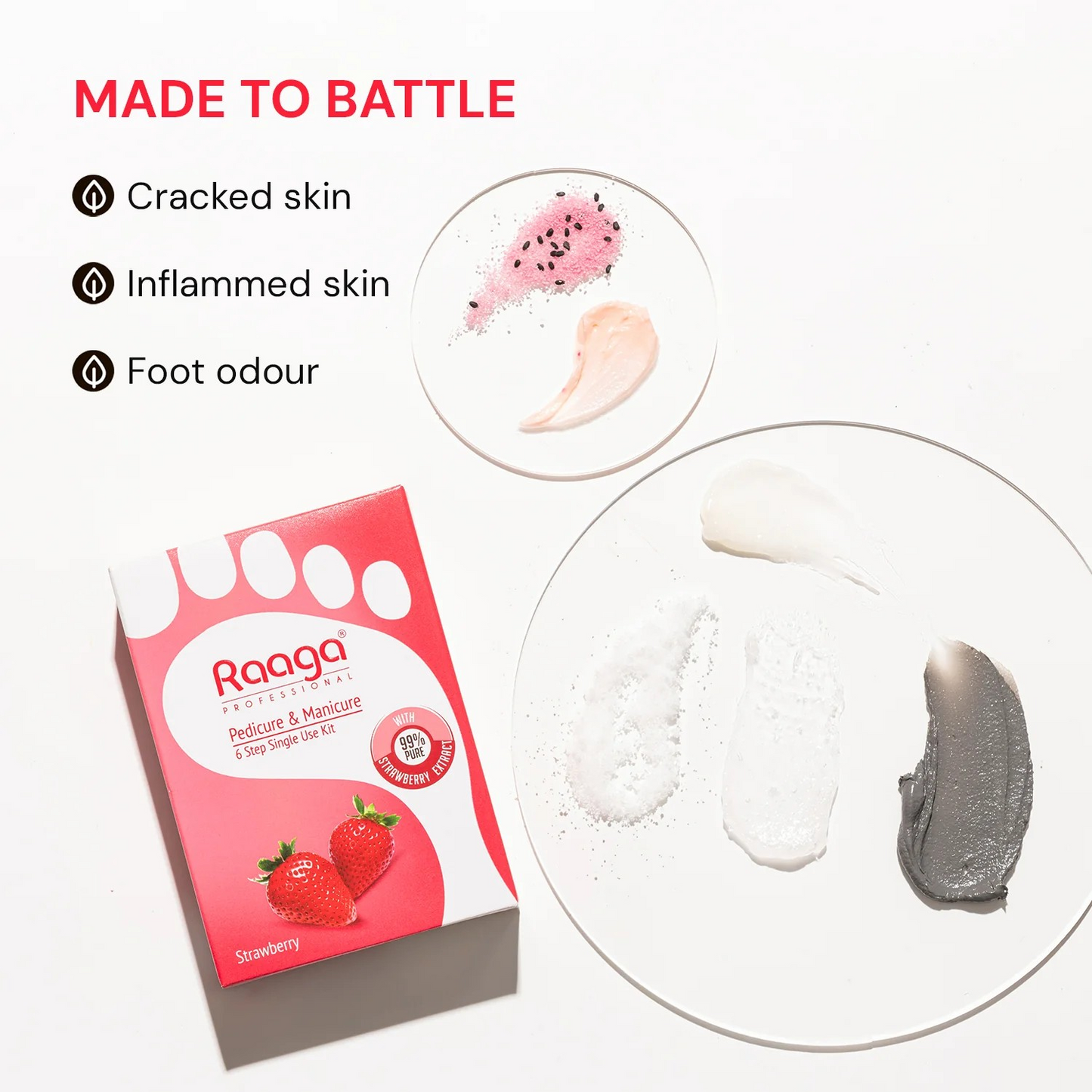 RAAGA Manicure Pedicure Kit for Soft & Relaxed Hands & Feet - Strawberry, 63gm Regular