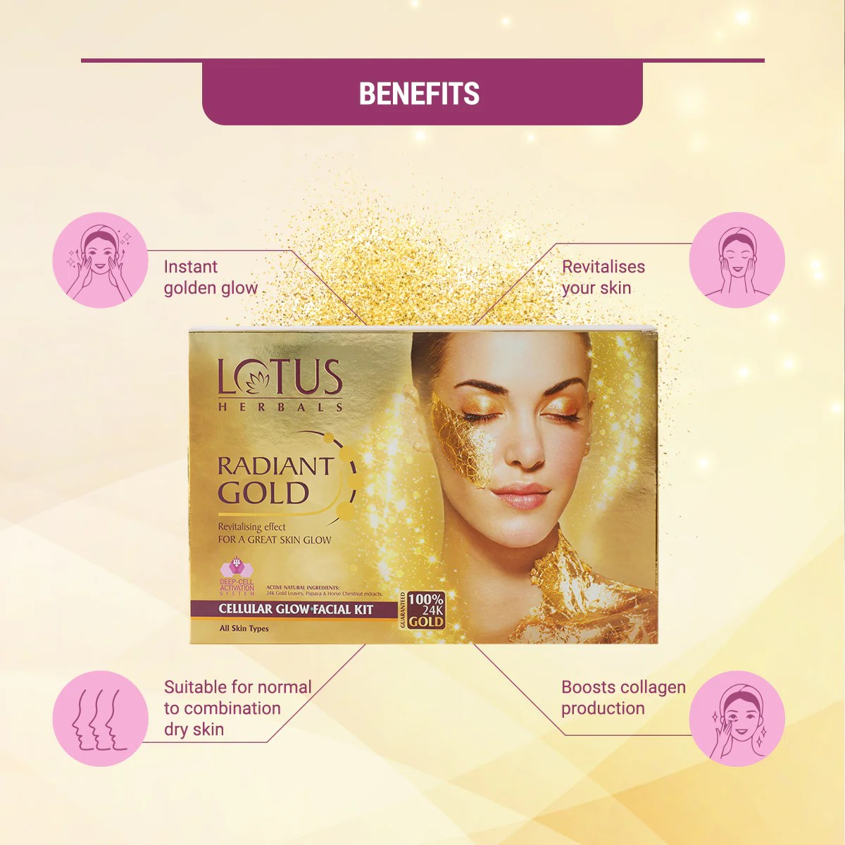 LOTUS RADIANT GOLD FACIAL KIT (PACK OF 4)