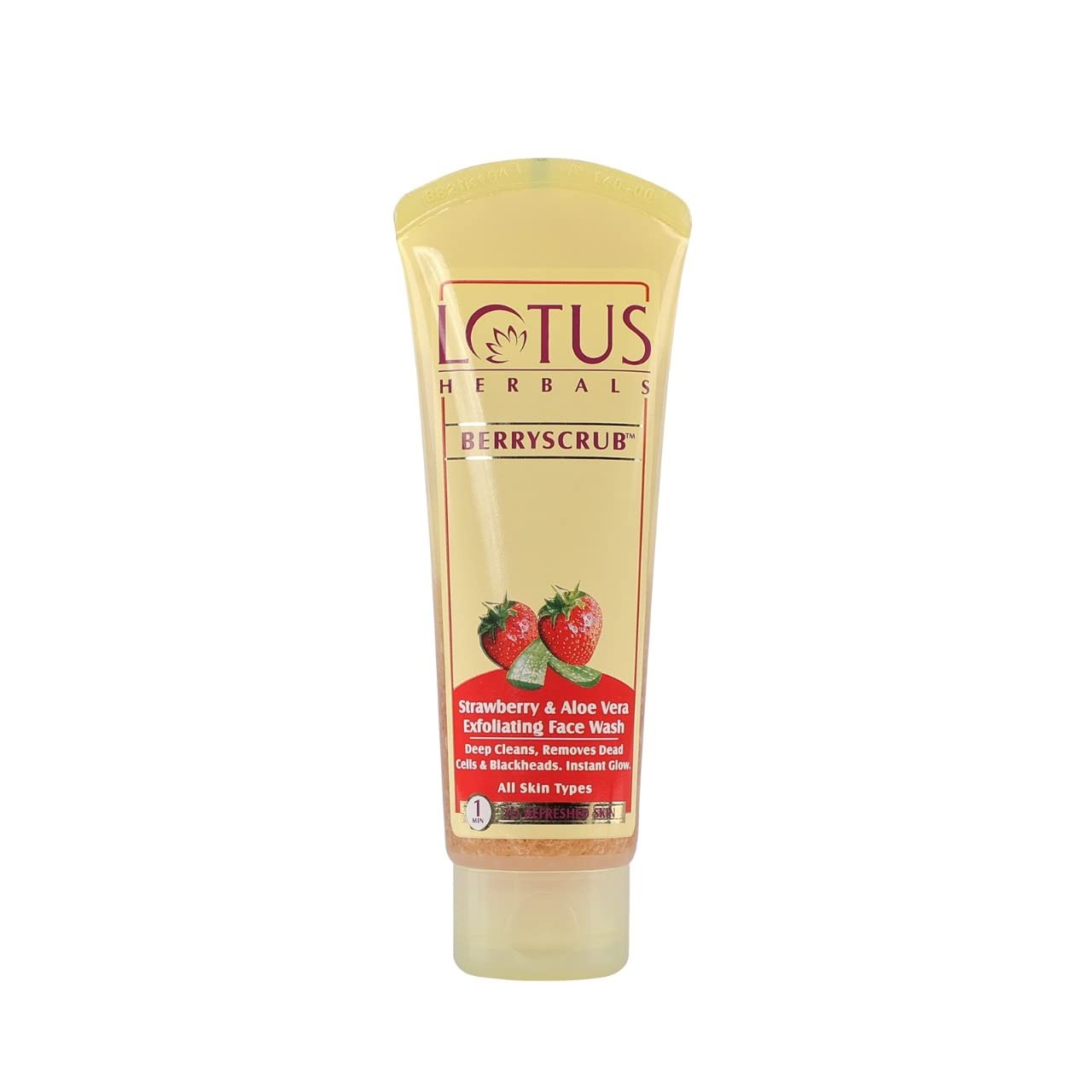 Lotus Herbals Berryscrub Strawberry & Aloe Vera Exfoliating Face Wash | Deep Cleaning | Blackhead Removal | For All Skin Types 80G