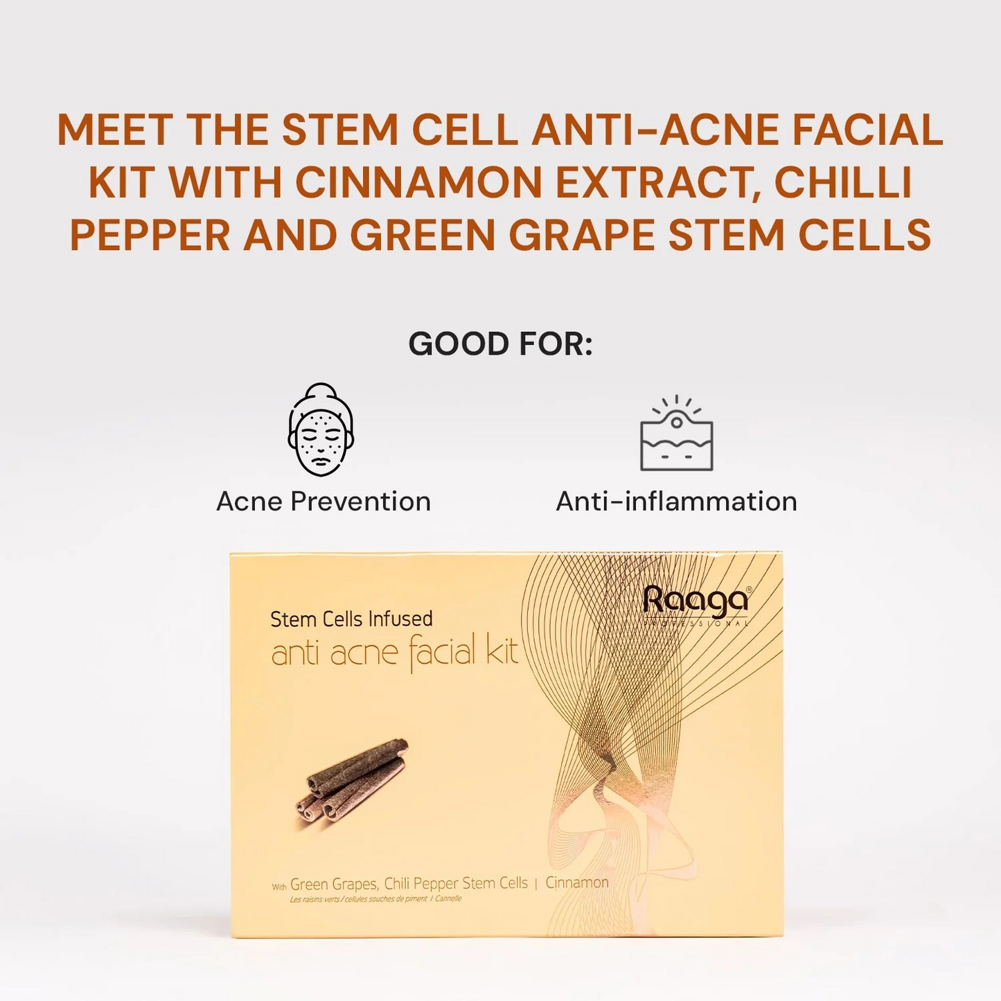 Raaga Professional Anti-Acne Stemcell Facial Kit with Green Tea, Cinnamon, Liquorice and Neem Extracts, for Glowing and Radiant Skin