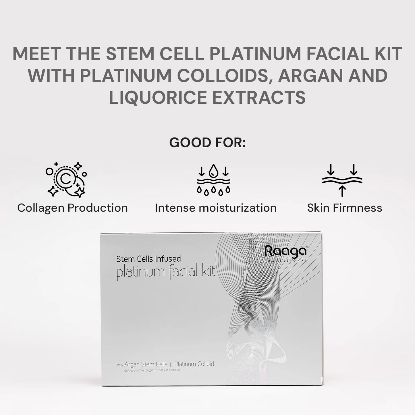 RAAGA Stem Cell Platinum Facial Kit with Platinum Colloids, Argan and Liquorice Extracts