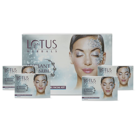 Lotus Herbals Radiant Platinum Cellular Anti-Ageing 1 Facial Kit | 37g  (PACK OF 4)