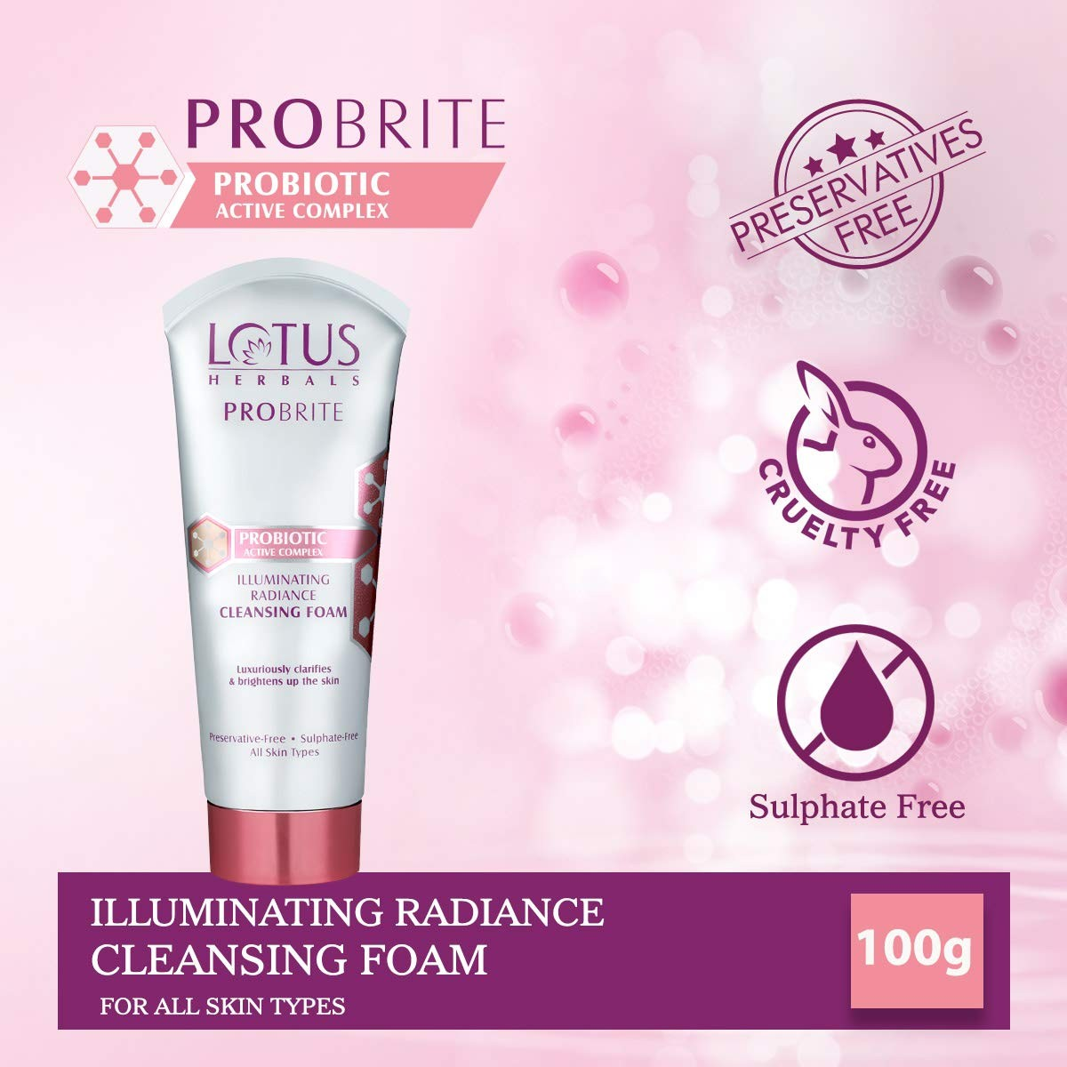 lotus Probrite Illuminating Radiance Sulphate Free Cleansing Foam