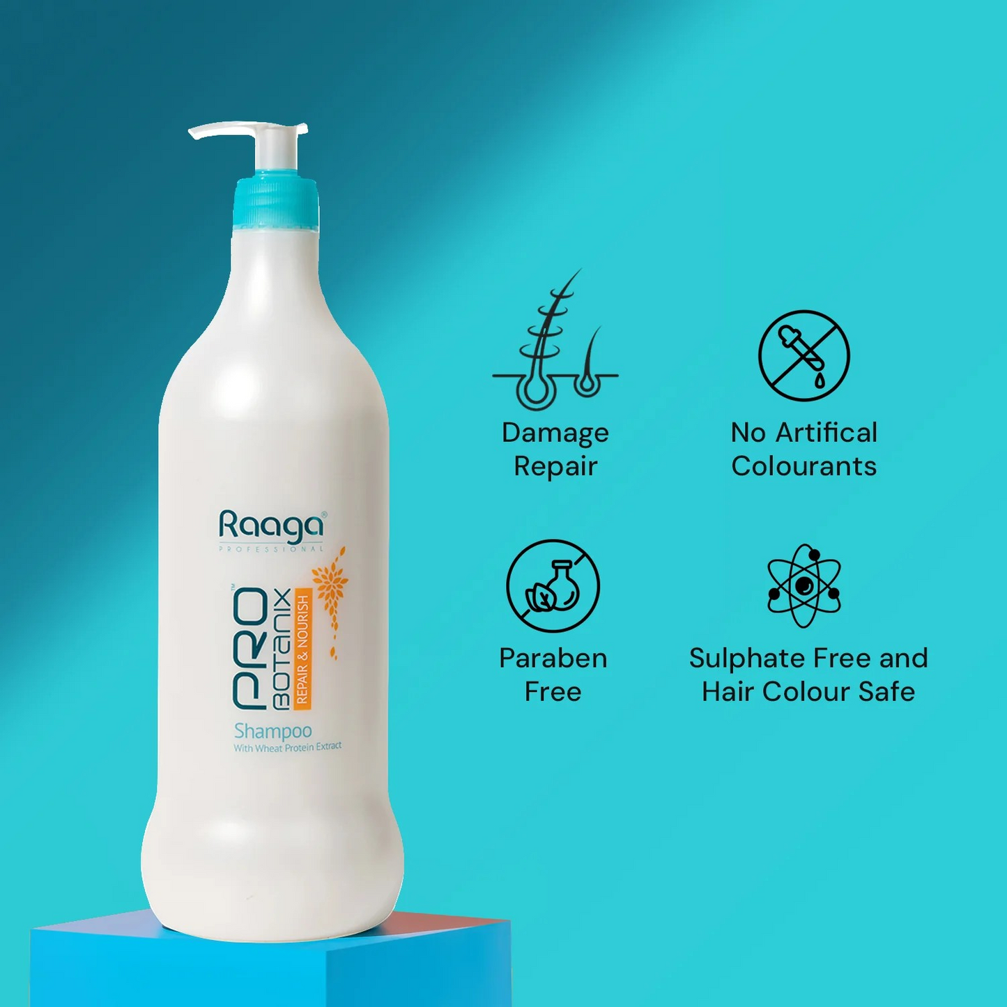 Raaga Professional Pro Botanix Repair and Nourish Shampoo with Wheat Protein (200 ml) Repairs and Nourishes Dry and Damaged Hair | Suitable For Men & Women