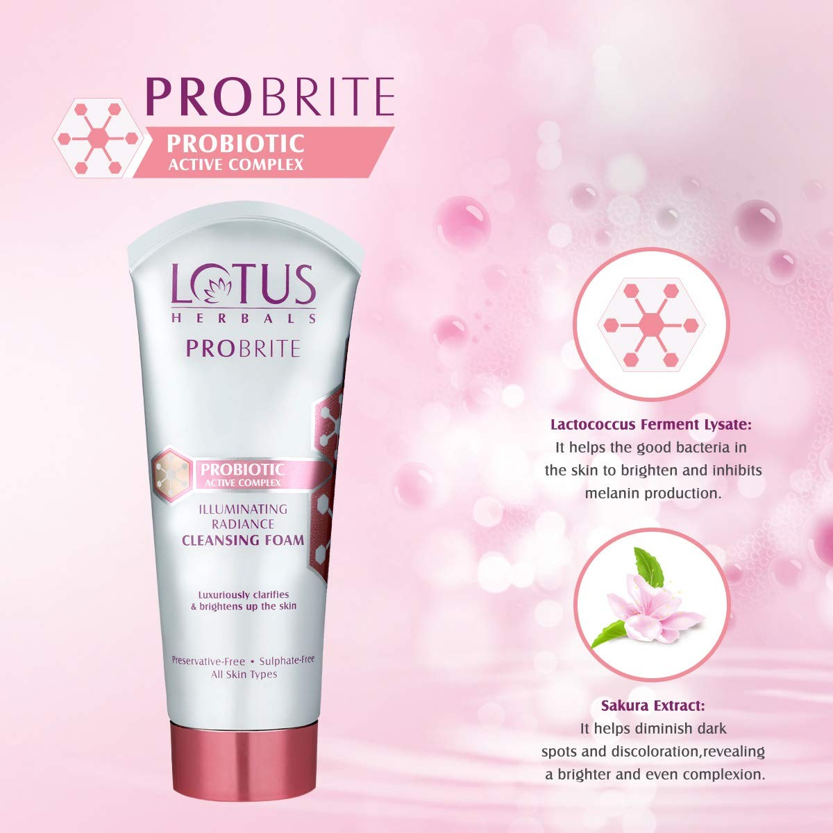 lotus Probrite Illuminating Radiance Sulphate Free Cleansing Foam