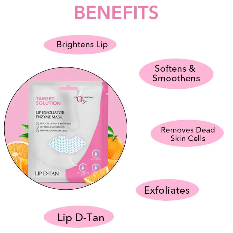 O3+ Lip Exfoliator Enzyme Mask for Reduce Lip Tan and Softens and smoothens 5G