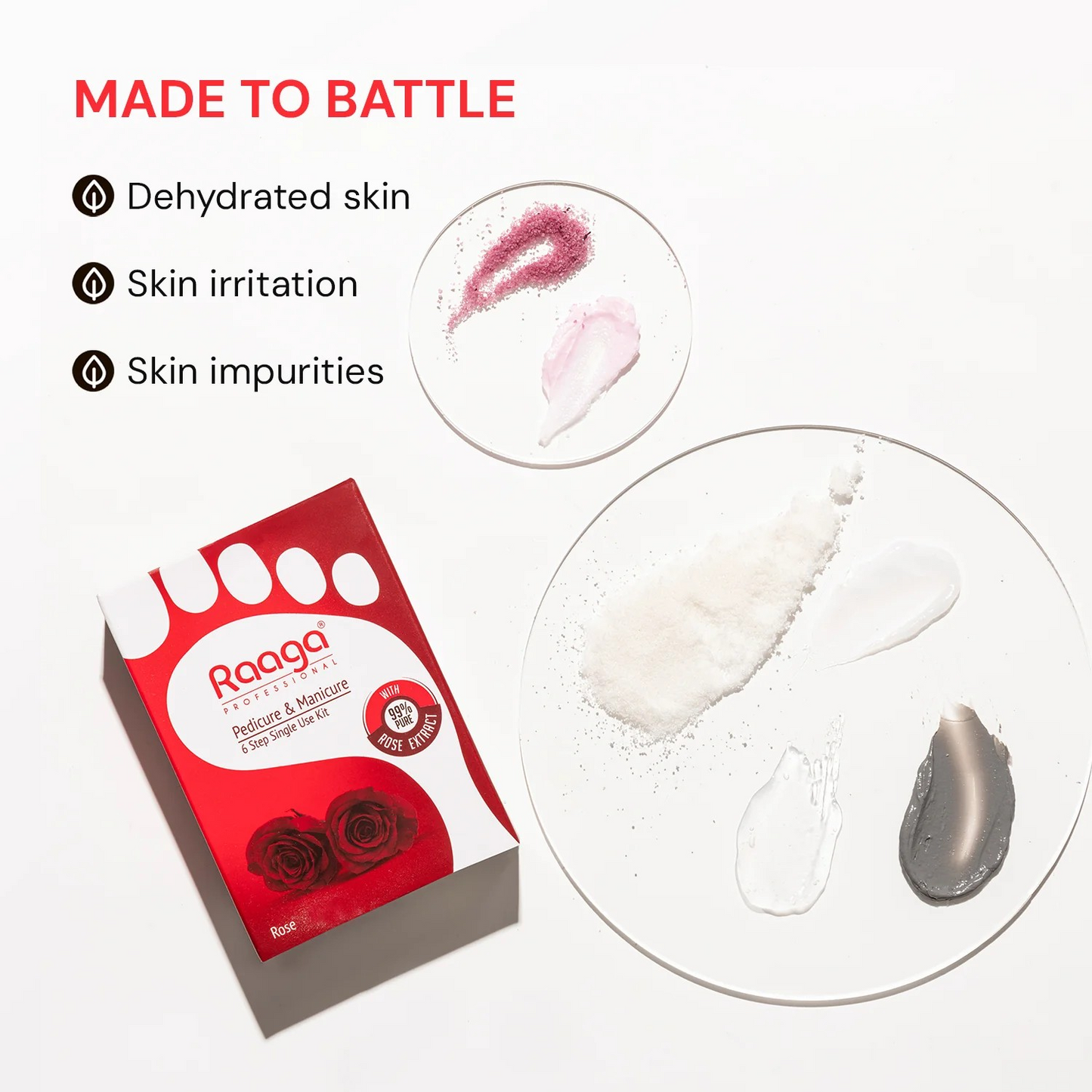 RAAGA Manicure Pedicure Kit for Soft & Relaxed Hands & Feet - Rose, 63gm Regular