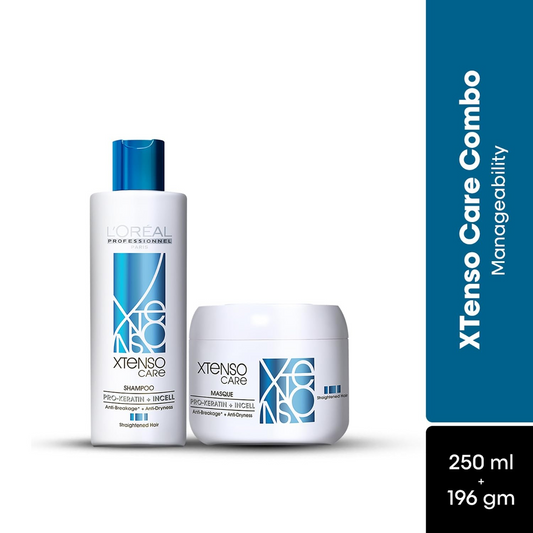 L'Oréal Professionnel Xtenso Care Shampoo For Straightened Hair, 250 ML |L'Oréal Professionnel Xtenso Care mask, 196 gm | Shampoo & Mask for Starightened Hair